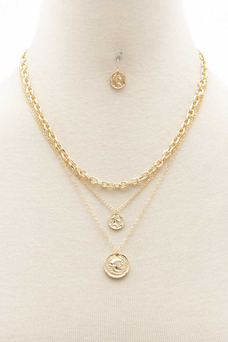 Double Coin Charm Layered Necklace - Yellowbird Hair Care