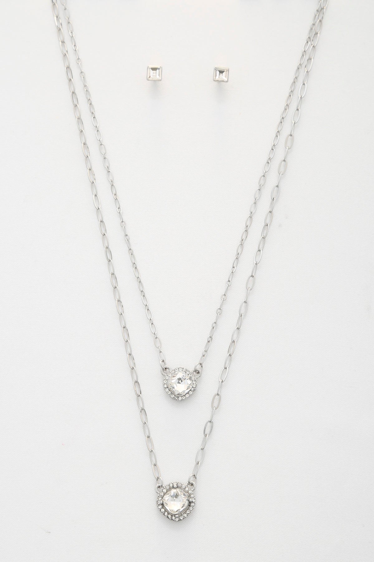 Double Crystal Metal Layered Necklace - Yellowbird Hair Care