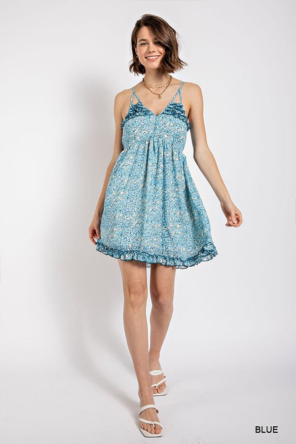Floral print v-neck dress with skirt lining - Beauty by Lady Finch
