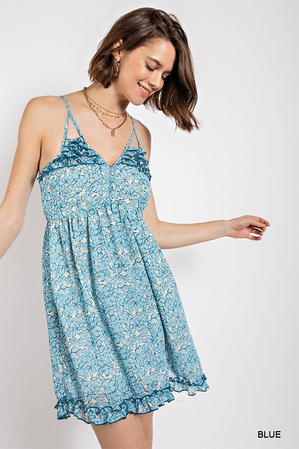 Floral print v-neck dress with skirt lining - Beauty by Lady Finch